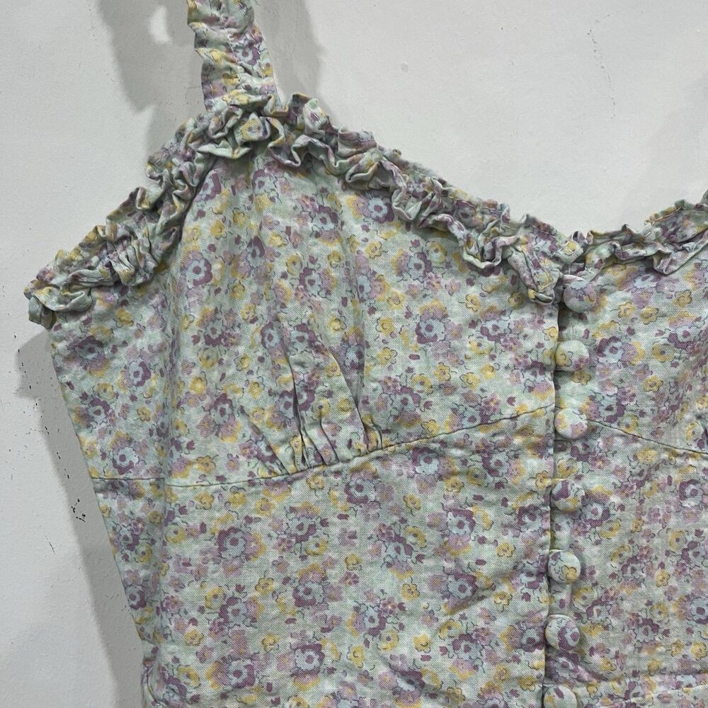 Zara Pastel Floral Mini Dress Size Medium Spring Cottage - Picture 5 of 8